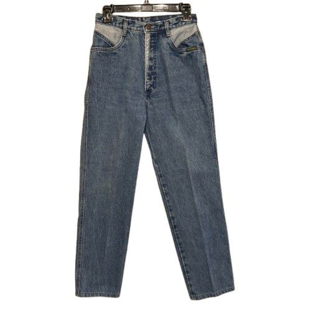 VTG Rocky Mountain High Waisted Western Bareback Blue Jeans Waist 26